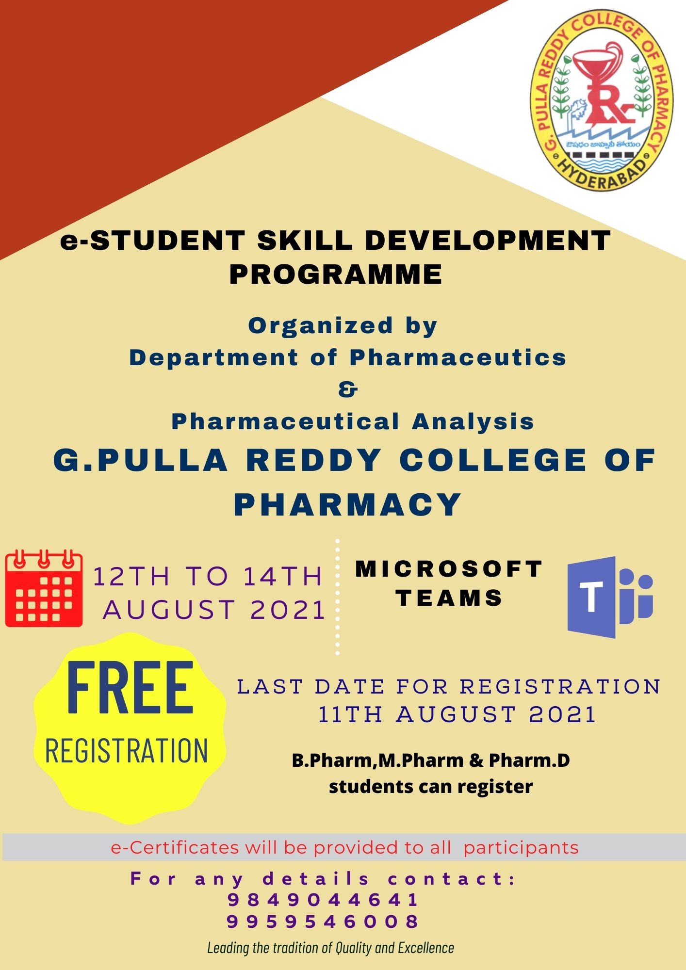 G.Pulla Reddy College Of Pharmacy, Hyderabad